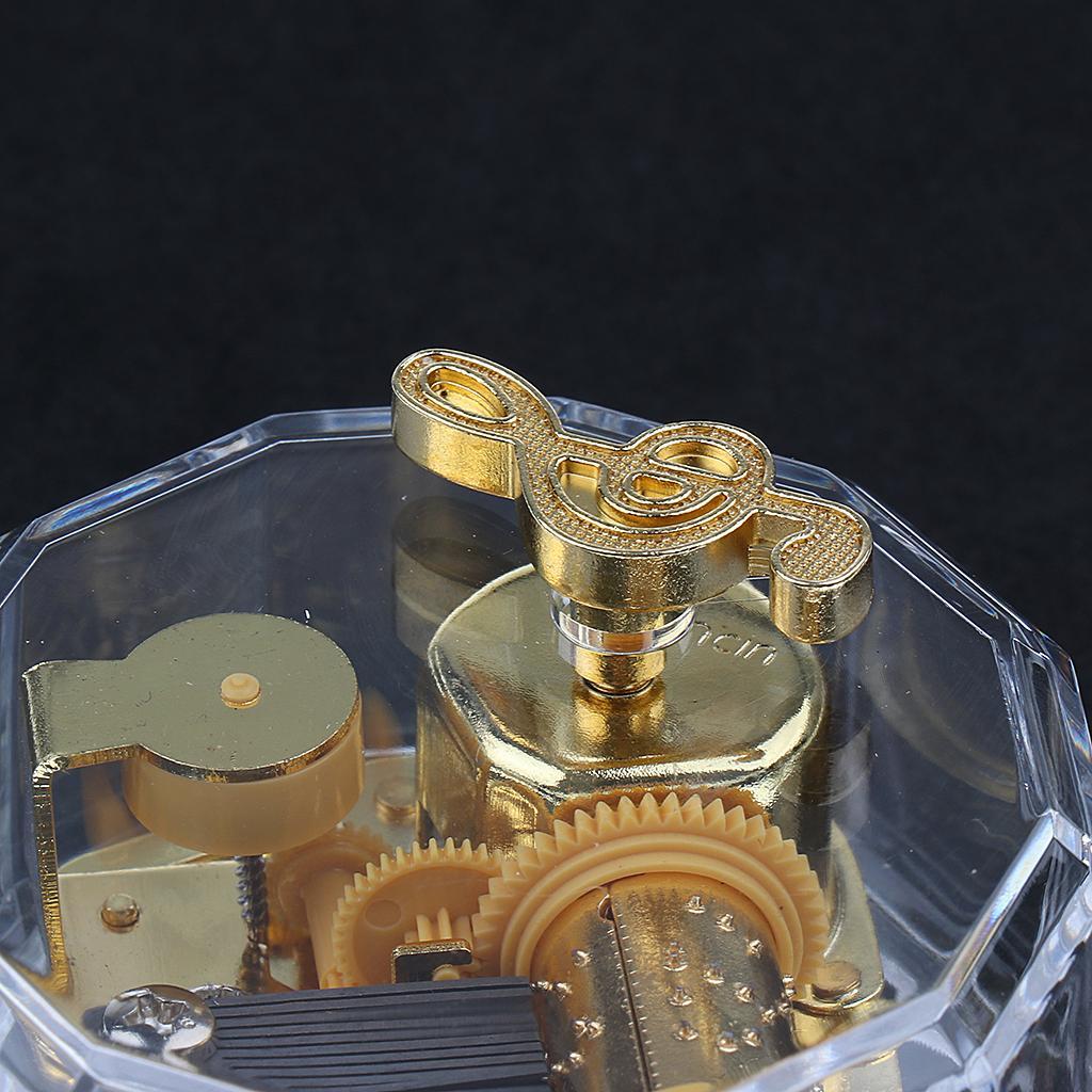 2pcs Acrylic Clockwork Music Box Melody Box Happy Birthday To You Tune Case Home Office Decoration