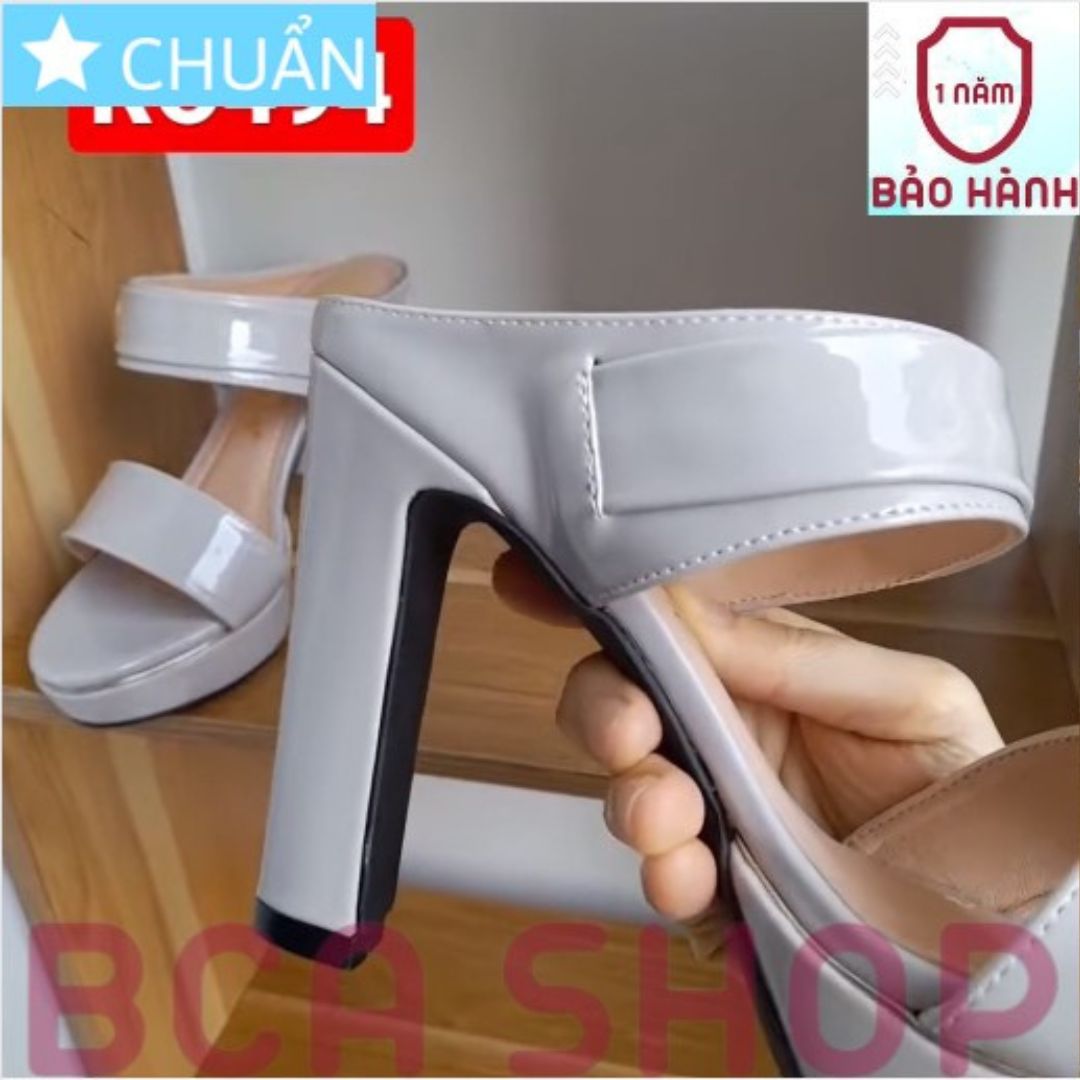 Giày cao gót nữ 8p RO494 ROSATA hở mũi, hở gót, đính nơ trên quai ngang sành điệu và thời trang tại BCASHOP - màu xám