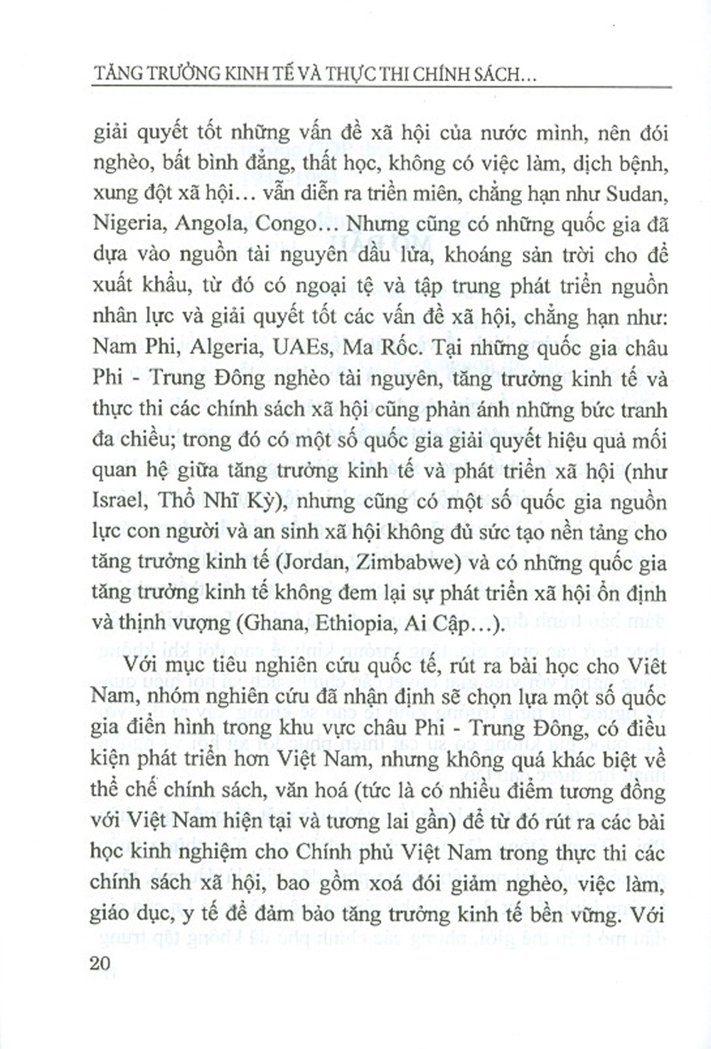 Tăng Trưởng Kinh Tế Và Thực Thi Chính Sách Xã Hội Ở Một Số Nước Châu Phi Và Trung Đông