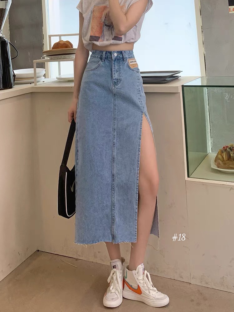 Chân Váy Jeans Dài Xẻ Tà Thời Trang Dành Cho Nữ