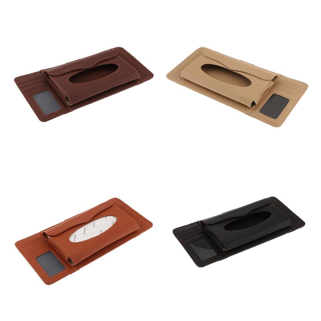 4 CD DVD Pouch Storage Case With Tissue Box Car Sunshade Visor 3 In 1 Beige