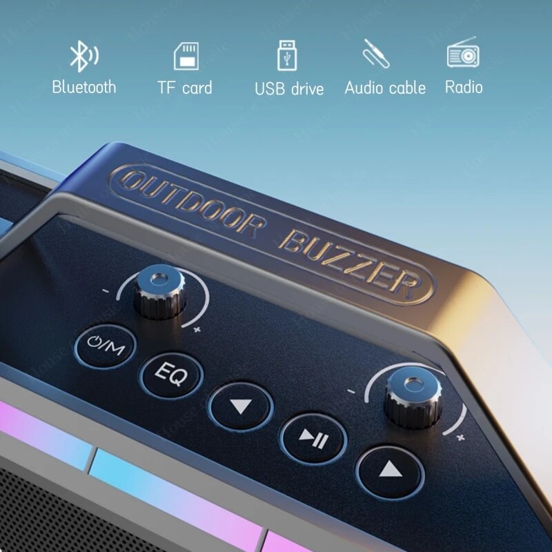 Bộ Loa Karaoke 2 micro công suất 200W âm thanh sống động BUZZER K1 pin 8000mAh dùng 6h liên tục