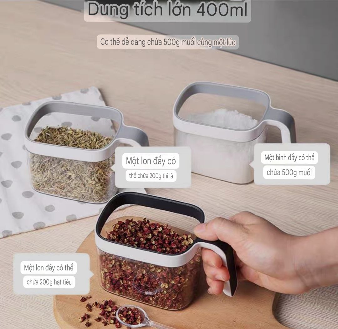 ✅ hàng cao cấp -  Bộ đựng gia vị 3 ngăn và bộ đựng gia vị 2 ngăn - hộp đựng gia vị thông minh kèm thìa bằng nhựa ABS gọn gàng tiện lợi - gắn tường không cần khoan đục