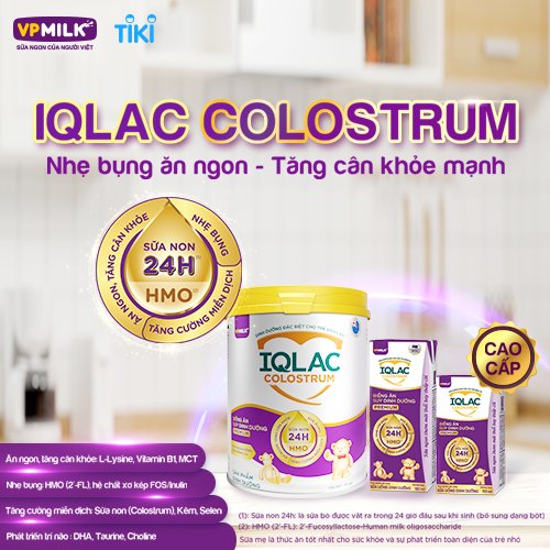 Sữa bột IQLac Colostrum Biếng Ăn Suy Dinh Dưỡng Premium 800g cho trẻ biếng ăn, thấp còi, suy dinh dưỡng (1-10 tuổi)