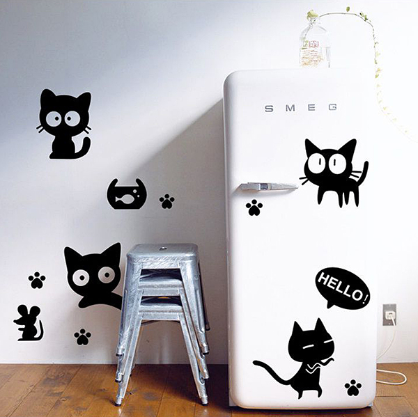 Decal Dán Tường Mèo Đen Ngộ Nghĩnh - 2 Bộ DKN035