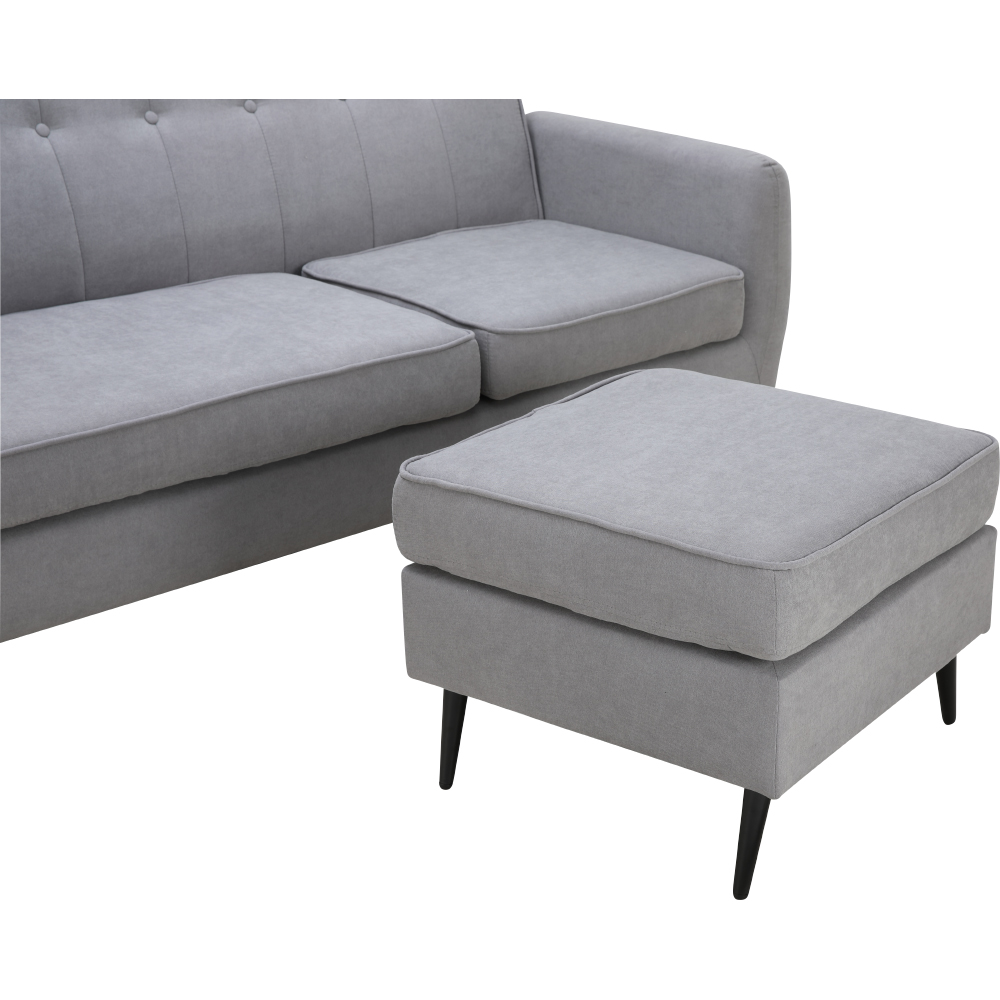 Ghế Sofa Vải Phòng Khách Kèm Đôn,Gối Tựa DAPHNE Màu Xám Hiện Đại, Khung Gỗ Nguyên Khối Chắc Chắn, Bền Bỉ 189x129x84 cm | Index Living Mall | Nội Thất Nhập Khẩu Thái Lan