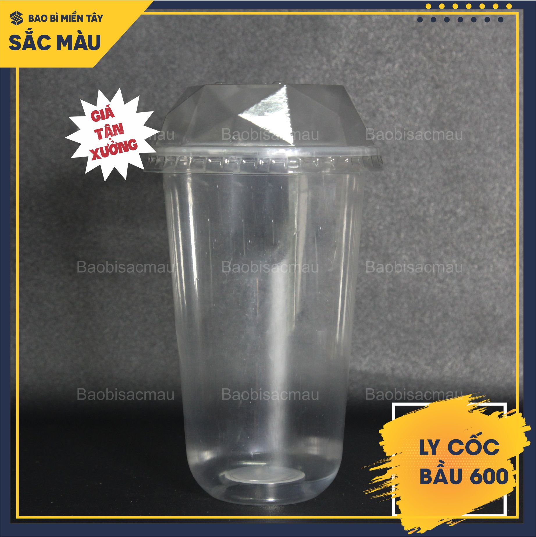 Sỉ 50 cốc nhựa/ ly nhựa đáy bầu 600ml kèm nắp