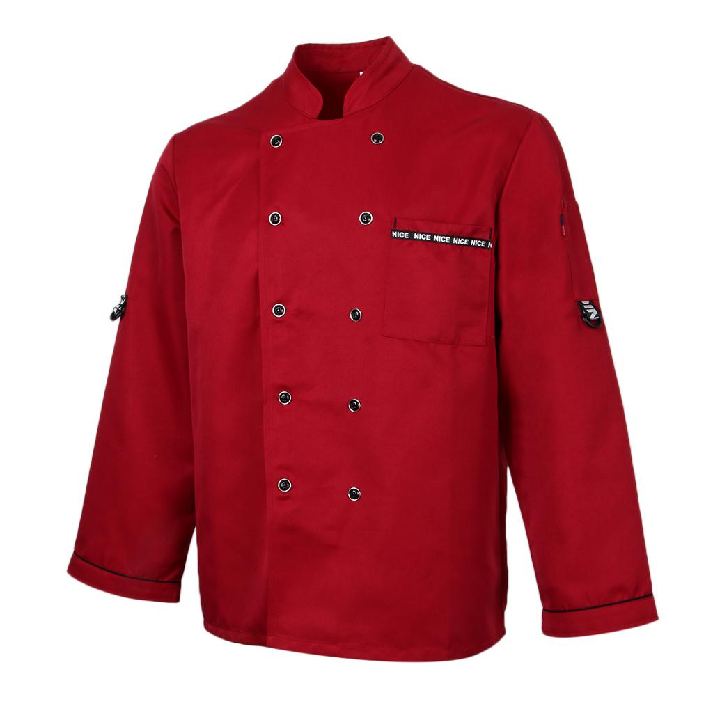 Men's Women's Chef Uniform Coat Cooker Jacket Long Sleeve Workwear Outfits