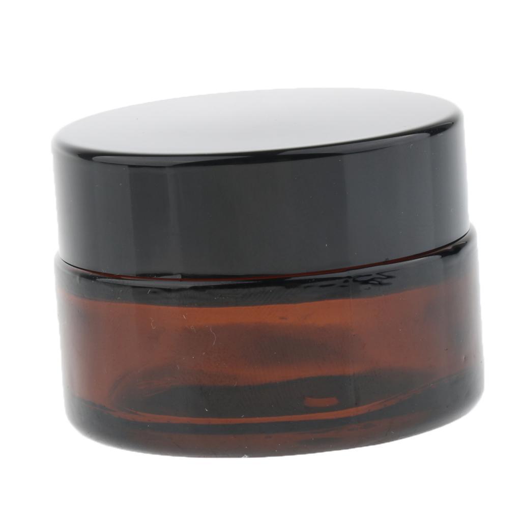 12 Pcs Empty Amber Glass Vials Jars For Cream Cosmetic Container Pot 15g