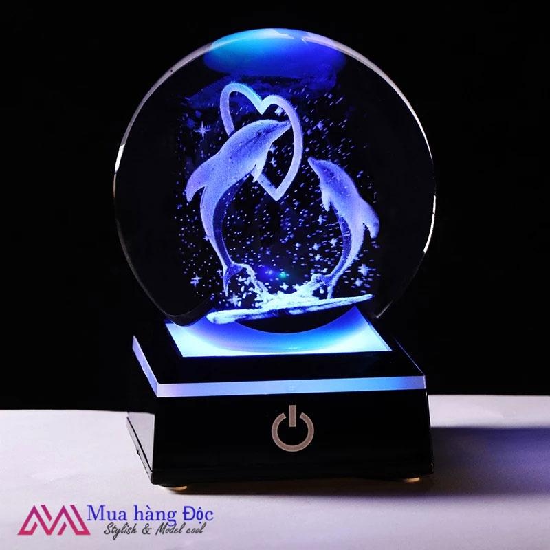 Bộ Quà Tặng Quả Cầu Pha Lê 3D LED THIÊN NGA