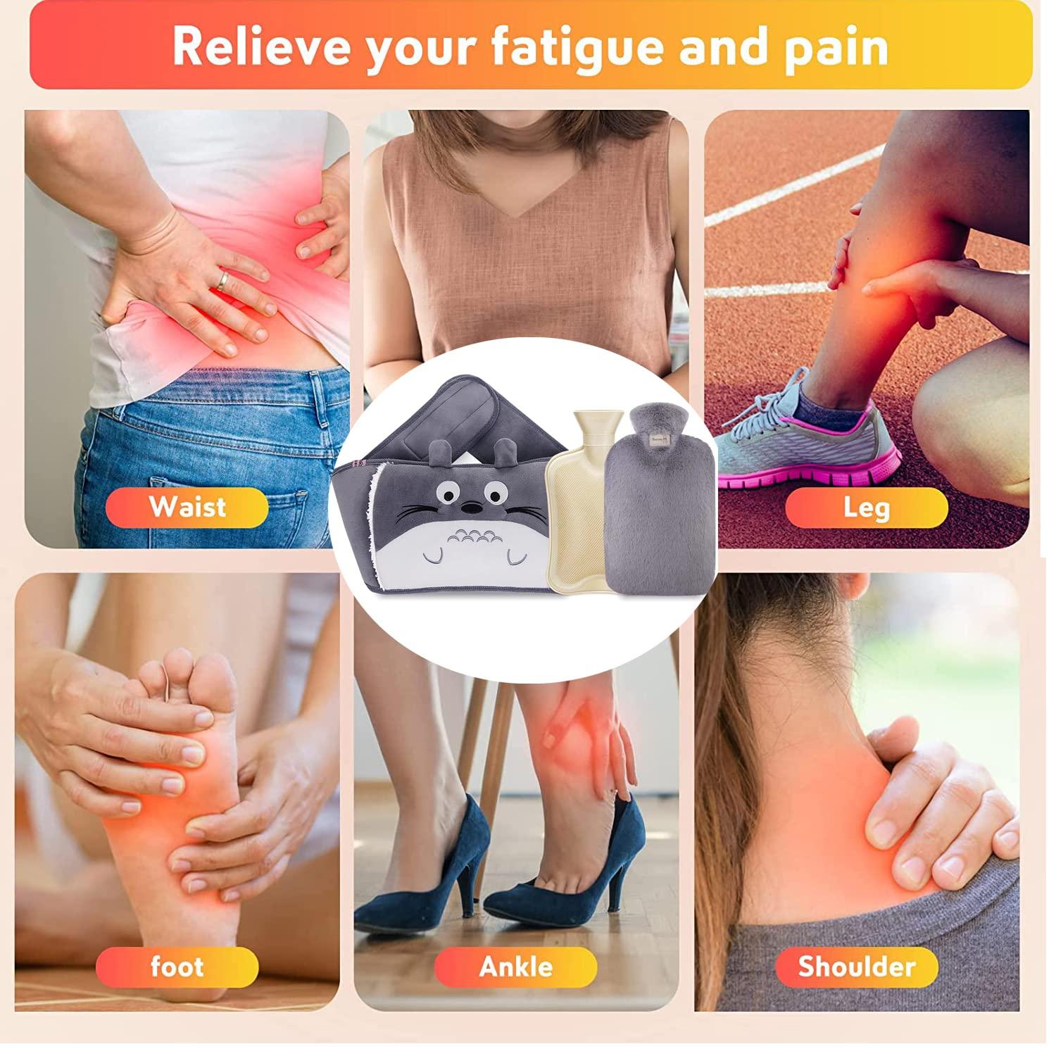 Chai nhiệt có nắp, chai nước nóng với nắp eo mềm để điều chỉnh đau, vai và lưng mệt mỏi, đau cổ, chai giường cho trẻ em và người lớn