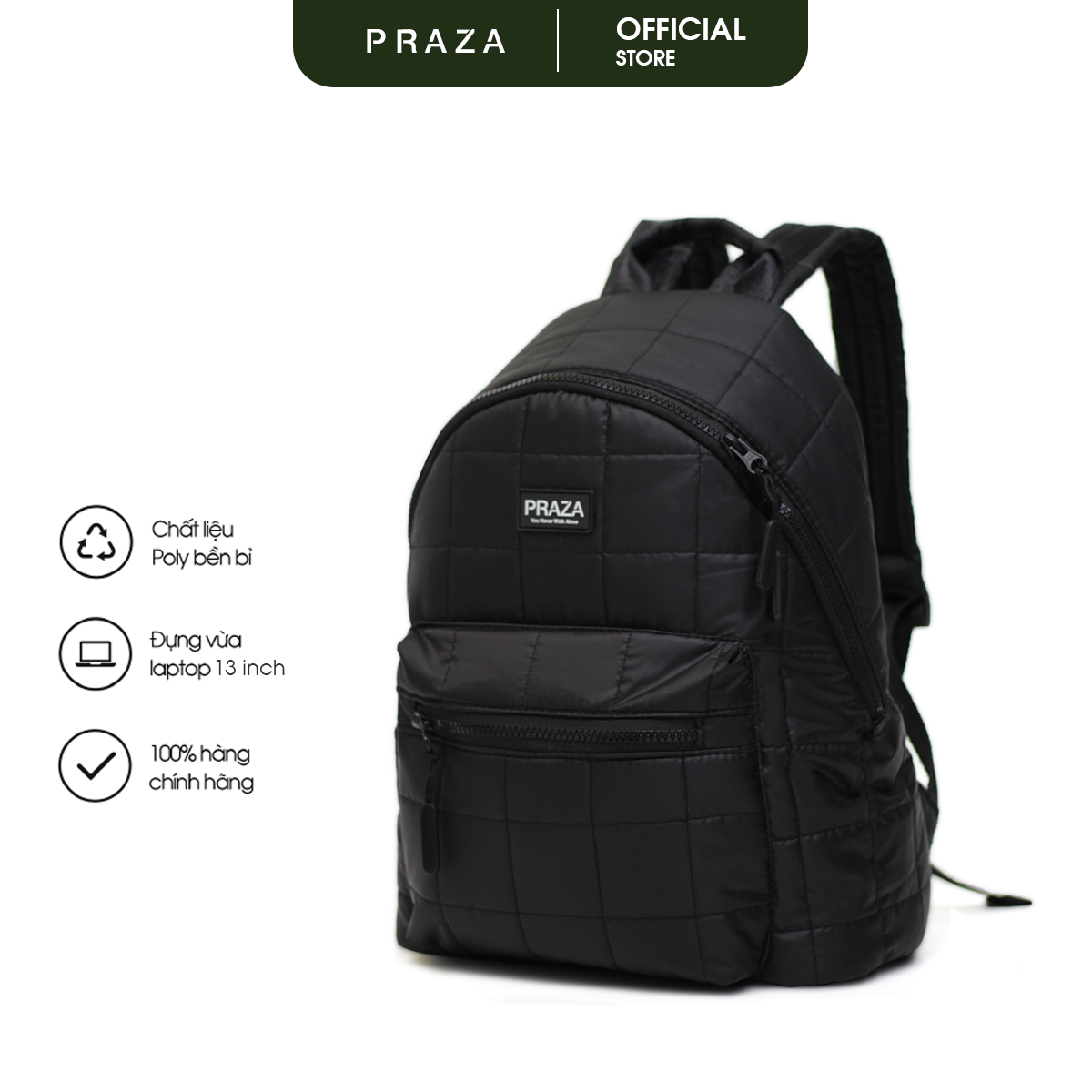 Balo Mini Vải Chần Bông Đựng Laptop 13 inch Cao Cấp PRAZA - BLTK210