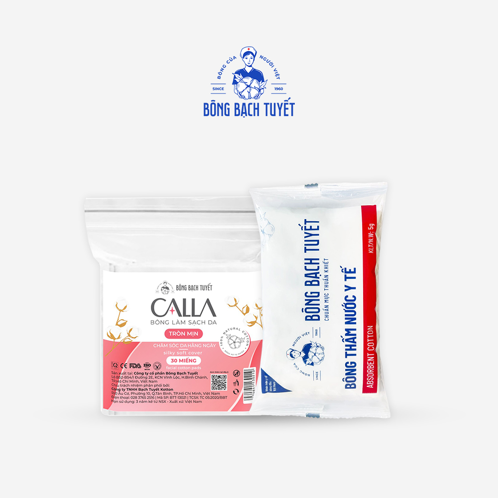 Combo 2 món: Bông y tế 5gr + Calla tròn mịn 30 miếng