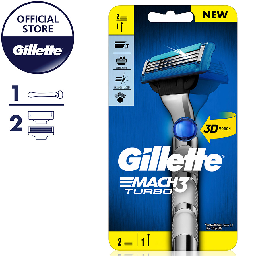 Dao cạo Gillette Mach 3 Turbo 3D 1 cán + 2 đầu lưỡi