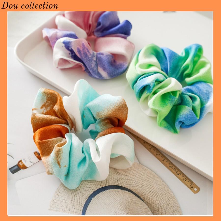 Dây Cột Tóc Scrunchies Màu Loang Phong Cách Hàn Quốc Chất Liệu Vải Satin - Mã DT016