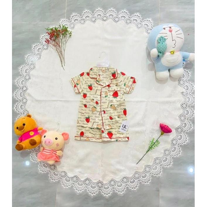 Bộ pijama lụa100d ngắn H&amp;U cho bé từ 10-18 kí