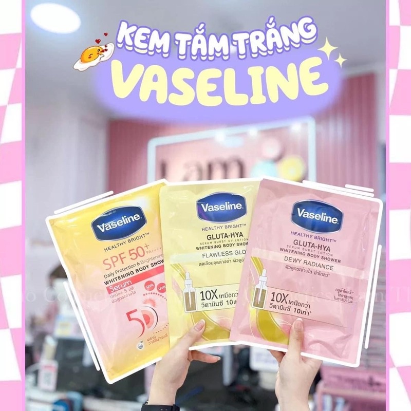 Kem tắm trắng sáng da Vaseline Health Bright Whitening Body Shower 120gr - Thái Lan( không xuất hóa đơn đỏ )