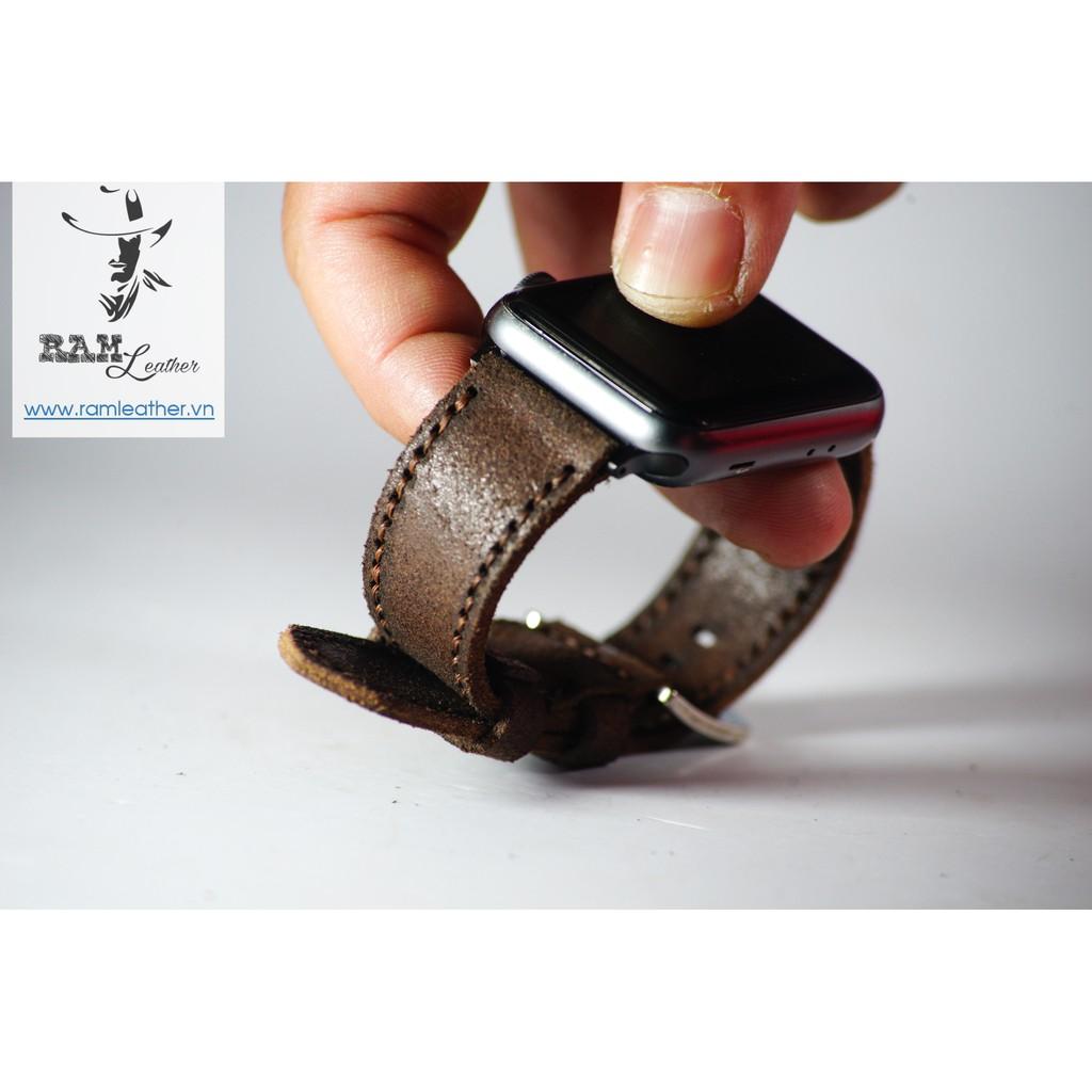 DÂY ĐỒNG HỒ DA BÒ HANDMADE - RAM MÀI NHÁM