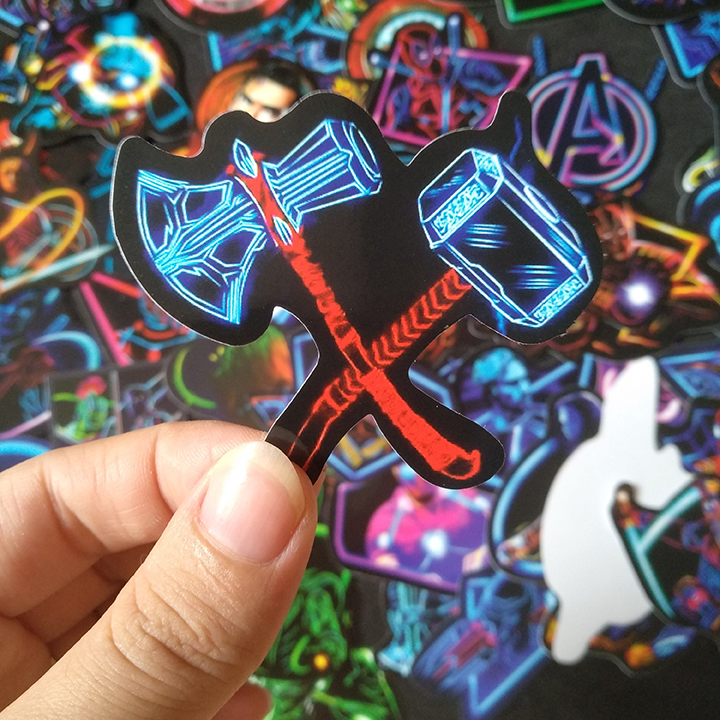 Bộ Sticker dán cao cấp chủ đề AVENGERS PHONG CÁCH ĐÈN NEON - Dùng dán Xe, dán mũ bảo hiểm, dán Laptop...