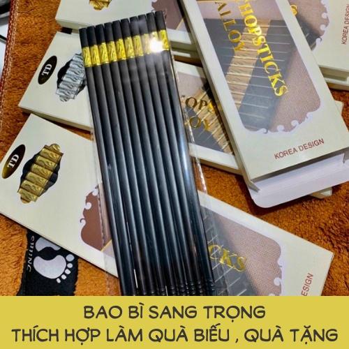 Bộ 10 đôi đũa nhựa mạ vàng Hàn Quốc cao cấp, có sần đầu đũa chống trượt, chất liệu sợi thủy tinh chống bong tróc, mốc