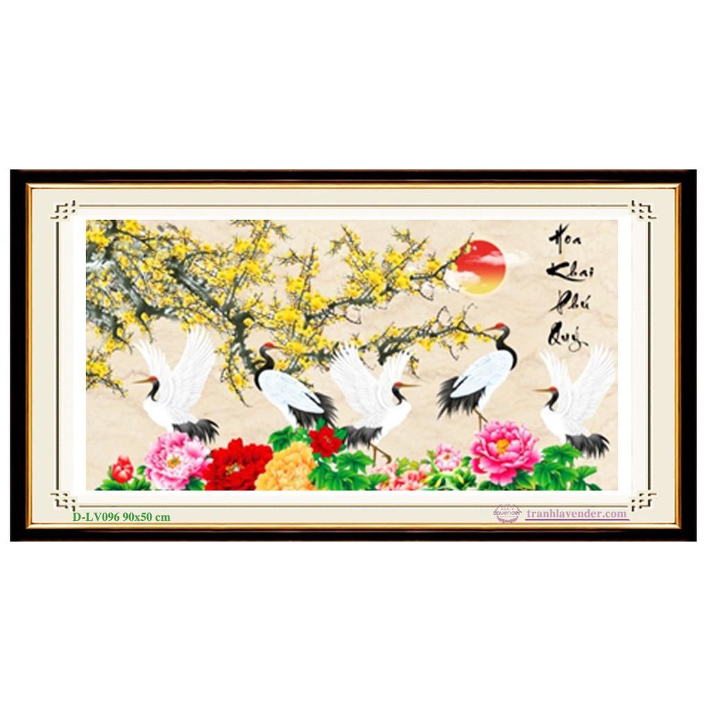 Tranh Đính Đá HOA KHAI PHÚ QUÝ (ĐÁ ABC CAO CẤP). Kích Thước: 90cm x 50cm