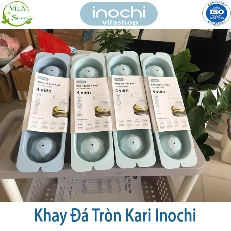 Khay Làm Đá, Khay Làm Thạch Tròn Kari 4 Viên, Nhựa Dẻo Cao Cấp Inochi Kháng Khuẩn - Khử Mùi