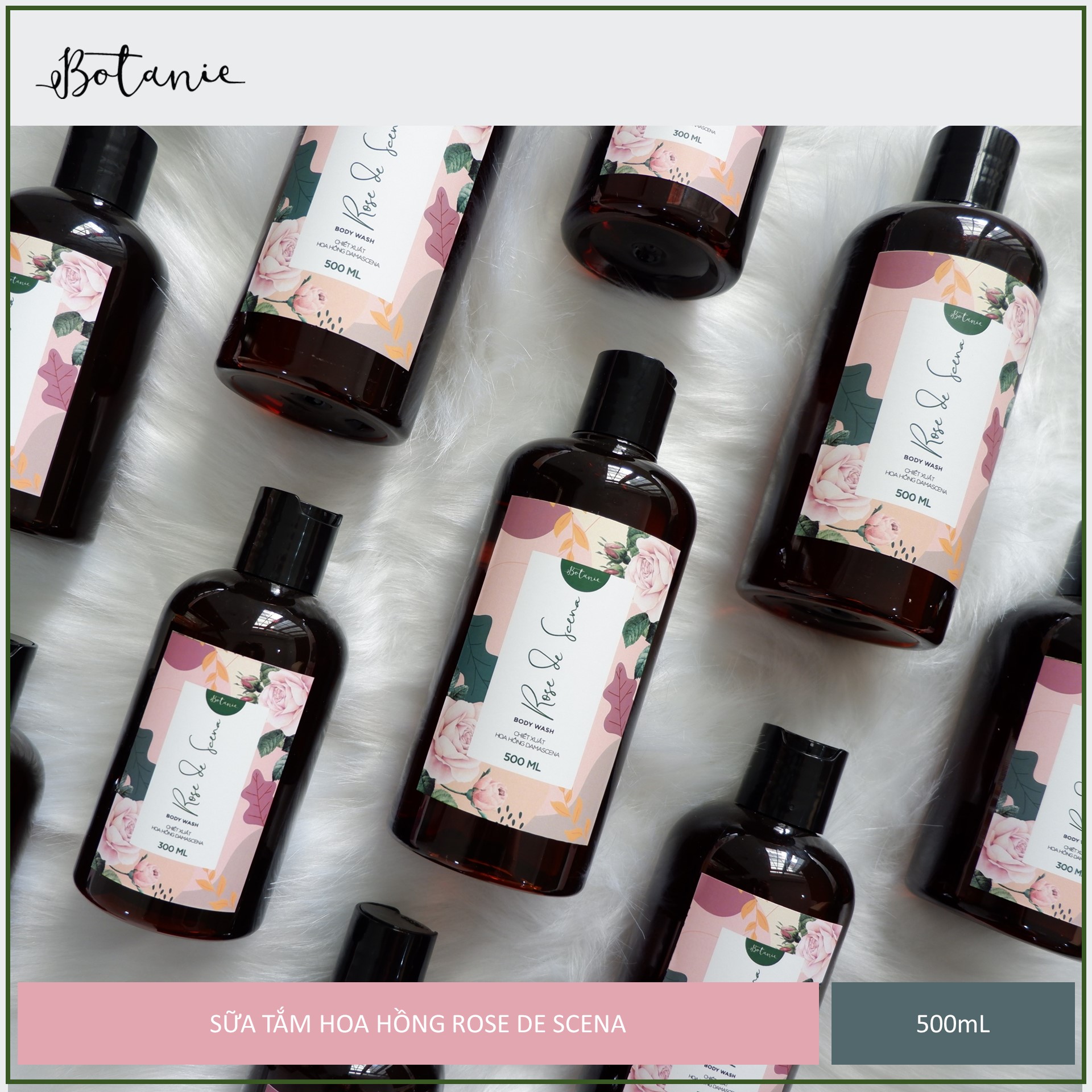 Sữa tắm cao cấp Rose de Scena 500ml - Hoa hồng Damascena - Bulgaria - Dịu nhẹ, dưỡng da mịn màng