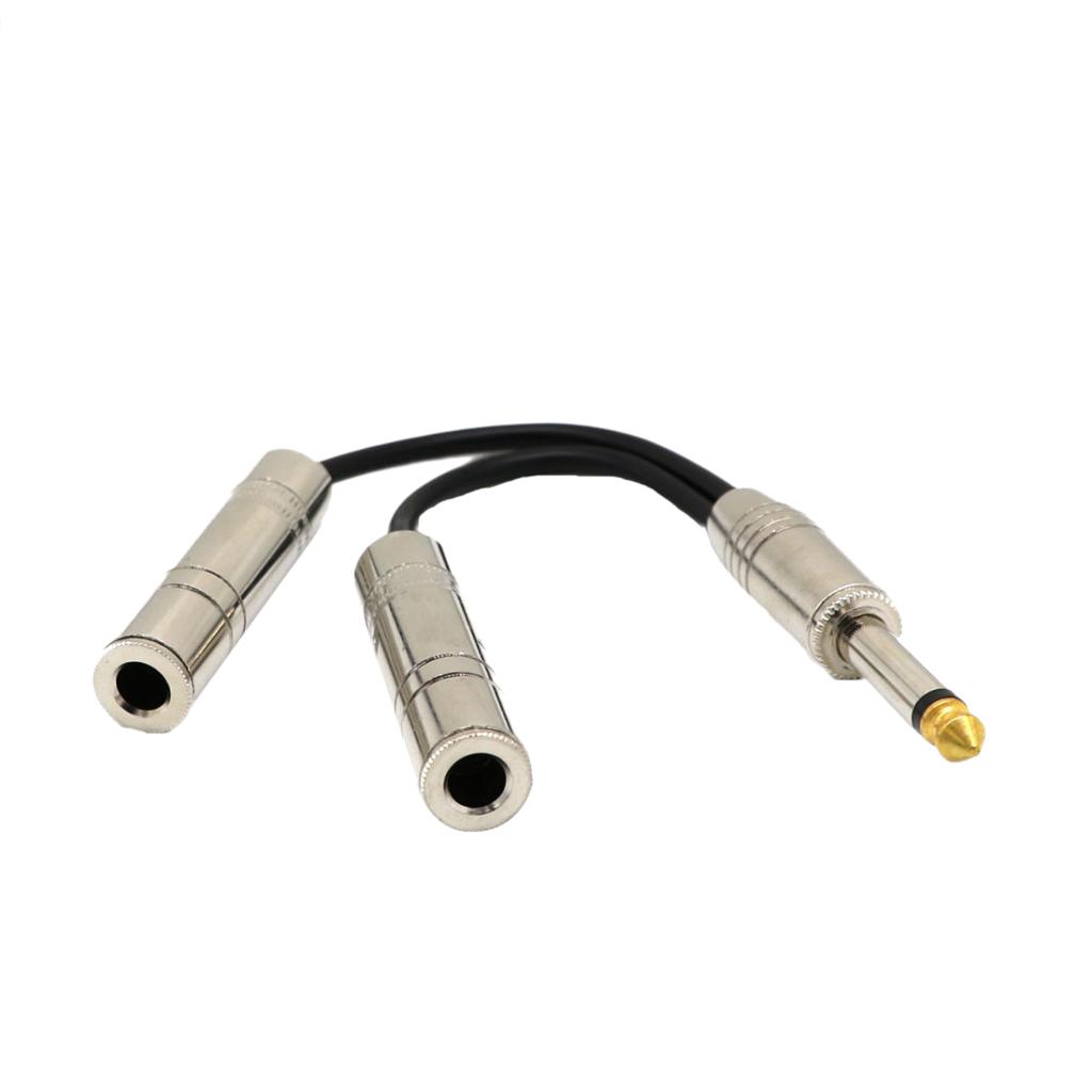 6.35mm Mono Plug / Male to Dual 1/4'' 6.35mm Jack /Female Splitter Adapter