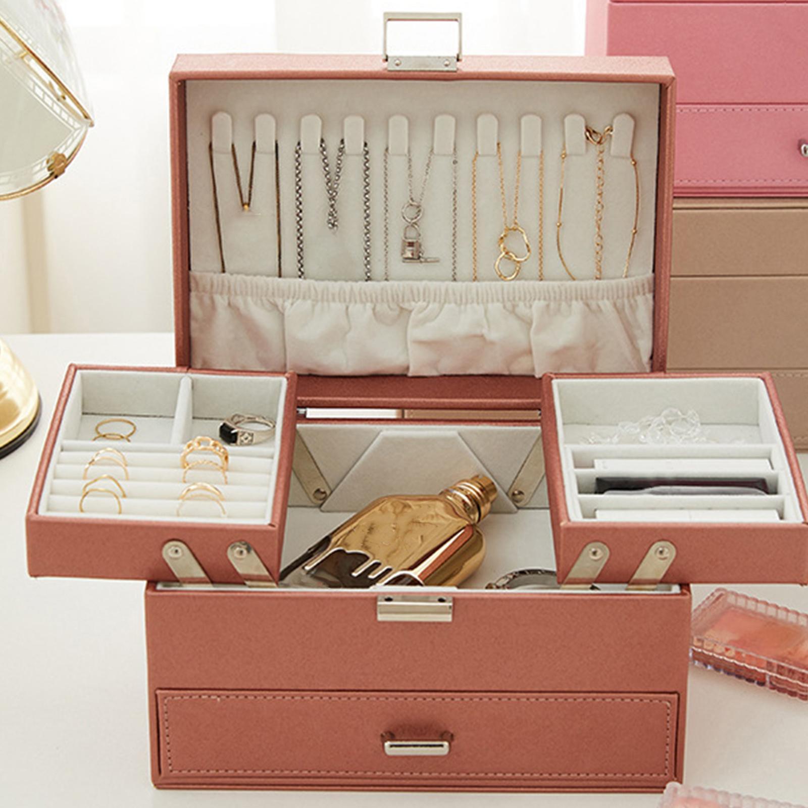 Jewelry Box Jewelry Case with Drawers Earrings Bracelets Rings Large Storage Capacity Necklace Organizer Jewelry Organizer for Women Girls