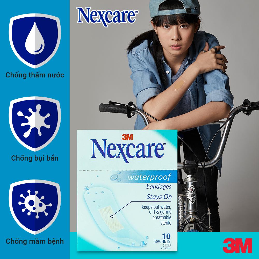 Băng keo cá nhân Nexcare 3M 25x65mm 50 miếng/ hộp - Chống thấm nước, co dãn tốt WTPS10