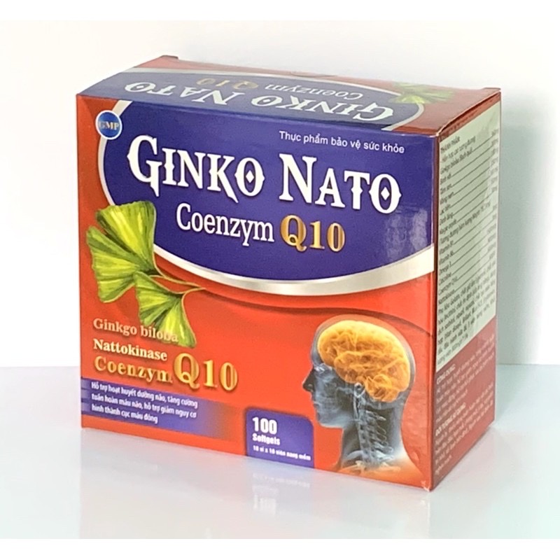 Viên uống bổ não GINKO NATO COENZYME Q10 Hộp 100 viên - Giúp hoạt huyết, giảm xơ vữa động mạch, tăng cường máu lên não, vinaphar