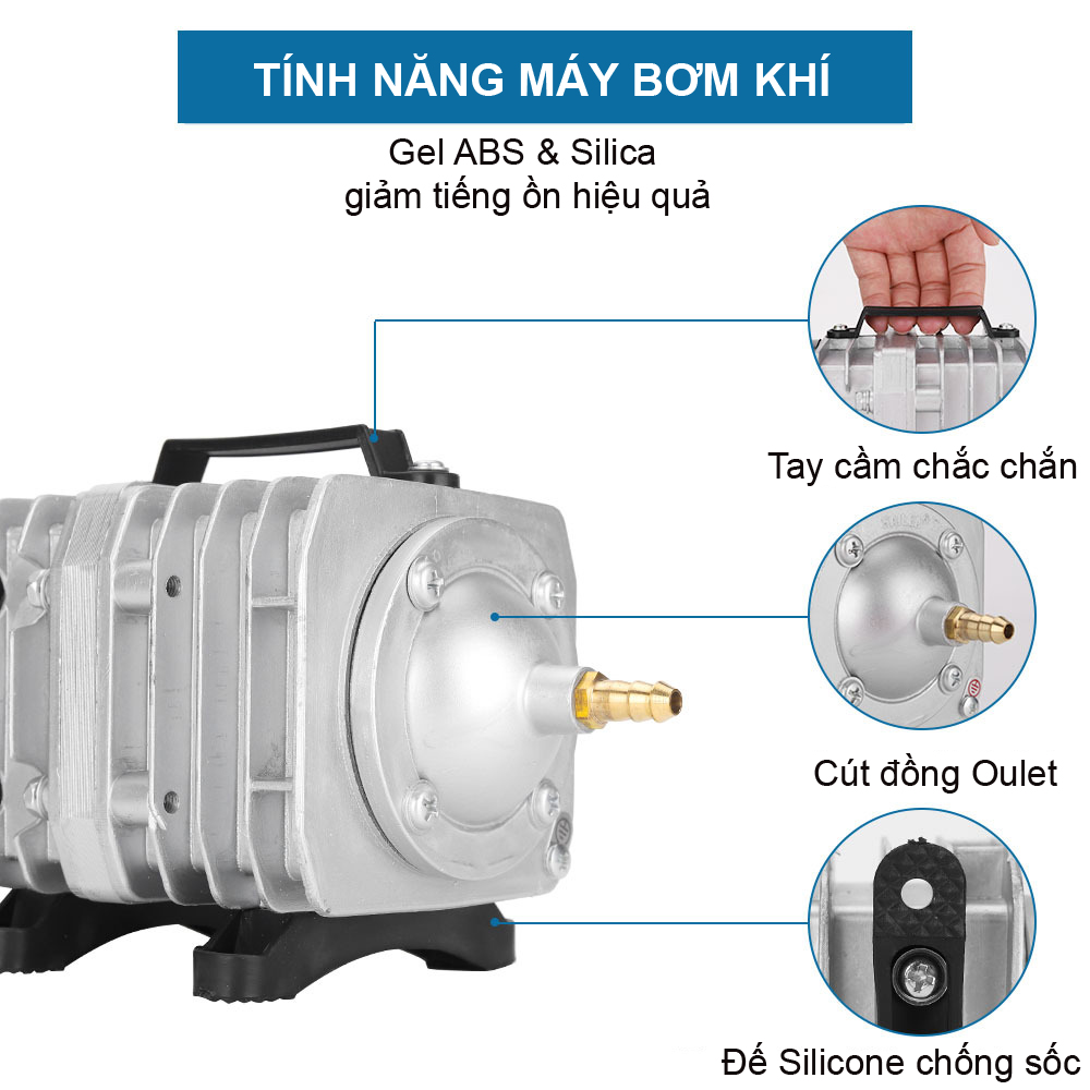 Máy sục sủi thổi khí oxy hồ bể cá cảnh 25W - 45L/P chất lượng cao,công suất mạnh, tiết kiệm điện.