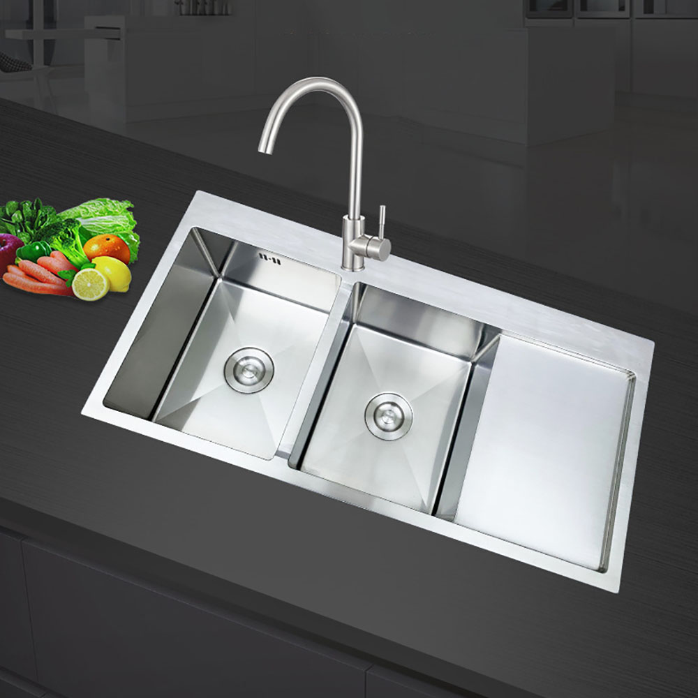 Chậu Rửa Chén Bát Schmidt 12050 2 Hố +1 Bàn Inox Cao Cấp 201/304 , Bồn Rửa Mặt, Chau Rua Chen, Nguyên Đúc 120x50x23 , Thiết Kế Kiểu Dáng Sang Trọng, Đẹp Mắt, Gọn Gàng- Hàng Chính Hãng