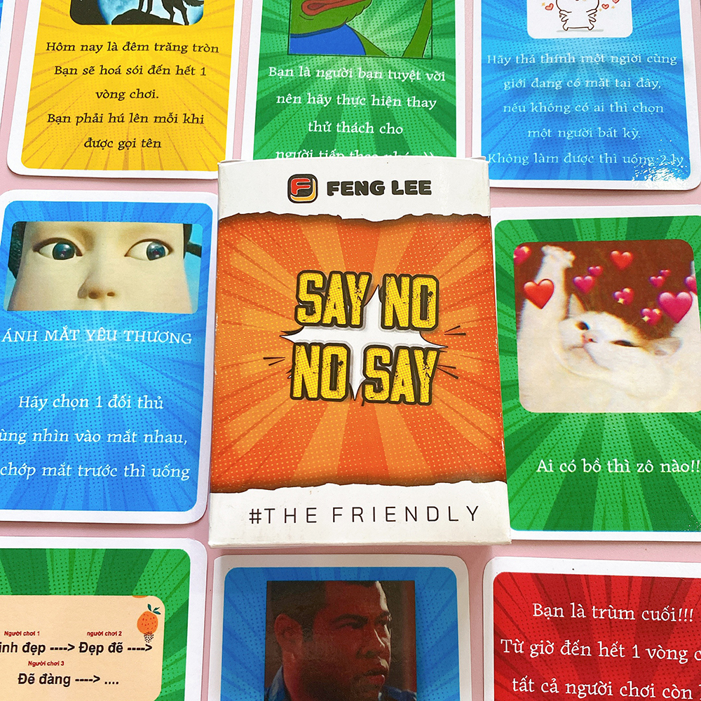 Bài drinking game SAY NO NO SAY boardgame trò chơi hội nhóm cho cuộc vui bùng nổ 72 lá bài chống thấm nước