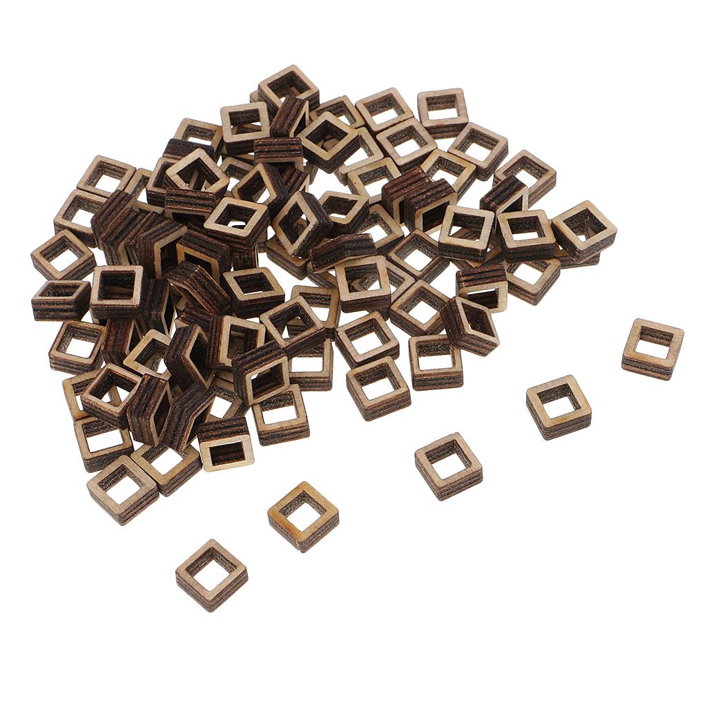 Unfinished Wood Hollow Square Wooden Pieces for Woodcraft Model Making Craft DIY Christmas Wooden Ornament