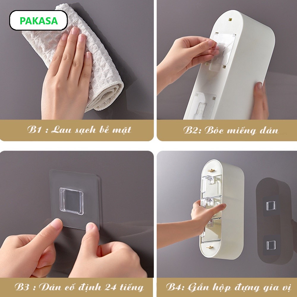 Kệ Đựng Gia Vị Nhà Bếp Dán Tường Có Ngăn Kéo 5 Ngăn Tiện Dụng - Hàng Chính Hãng