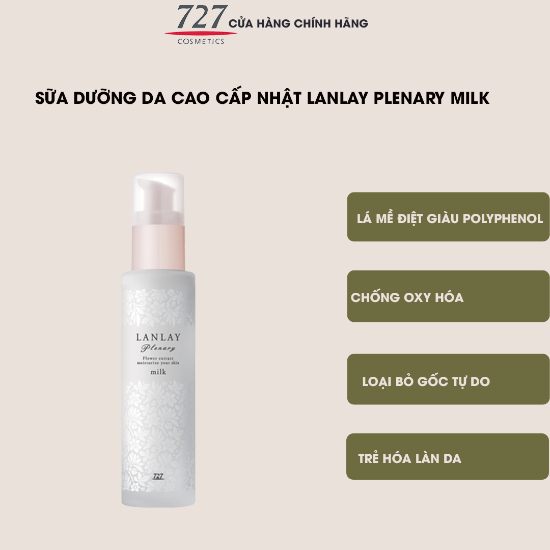 Sữa dưỡng ẩm cho da từ củ cải đường, cấp nước cho làn ma căng mịn Nhật Bản 727cosmetics Lanlay Plenary Milk 60ml