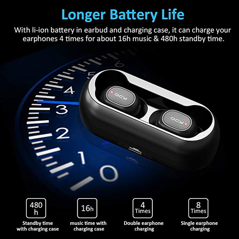 Tai Nghe Bluetooth 5.0 Không Dây nhét tai QCY-T2C/T1 True Wireless Hàng Chính Hãng