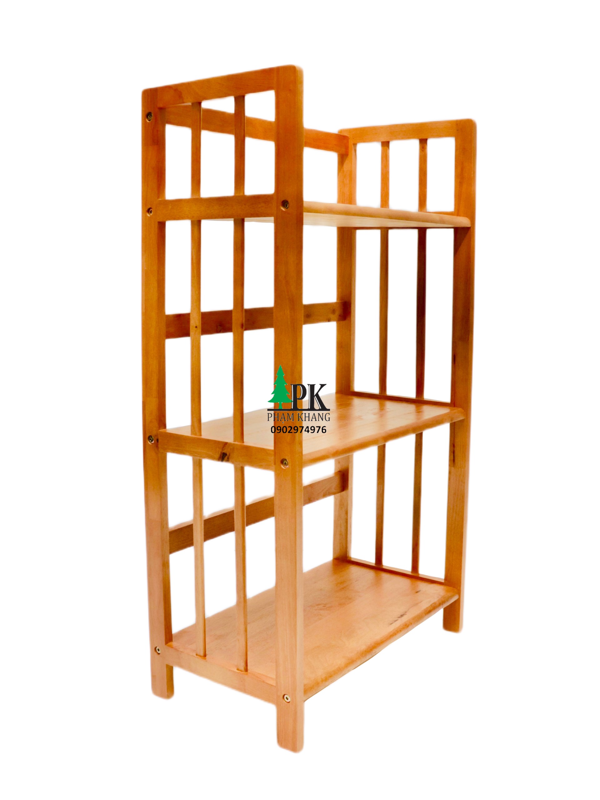 Kệ sách gỗ Phạm Khang 3 tầng rộng 50cm màu vàng cherry