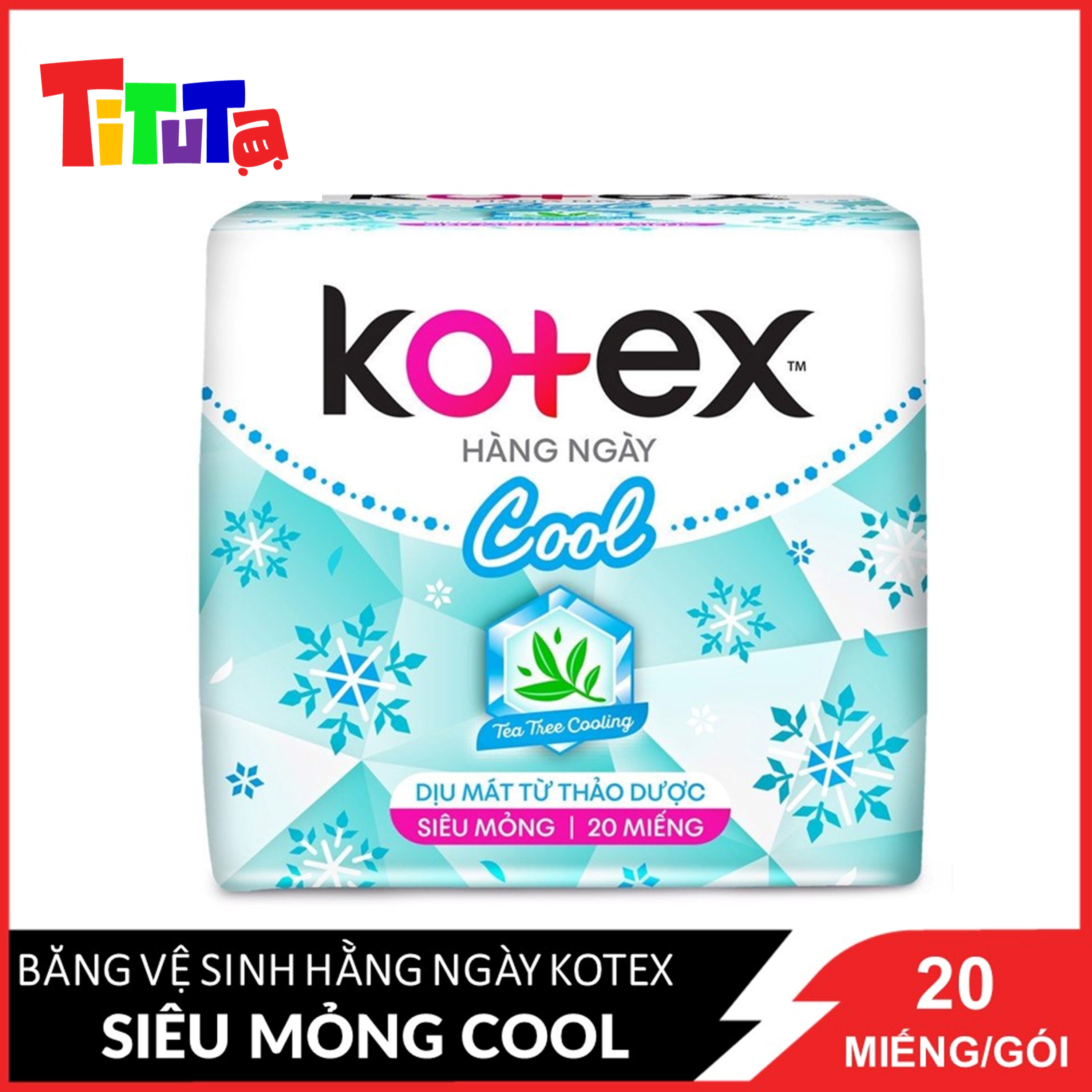 Băng Vệ Sinh Hàng Ngày Kotex Dịu Mát Từ Thảo Dược 20 miếng