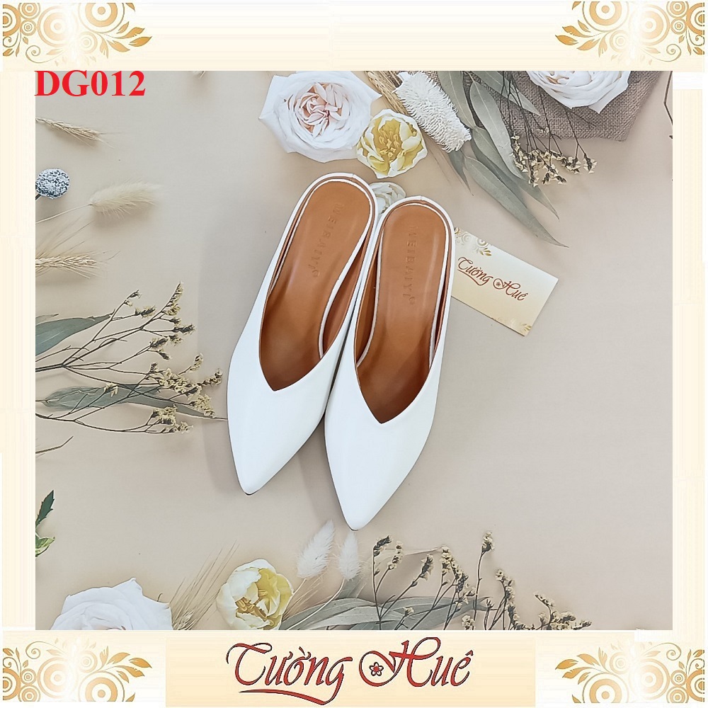 Dép Sục Trơn Mũi Nhọn Gót Vuông Cao 6CM - DG012