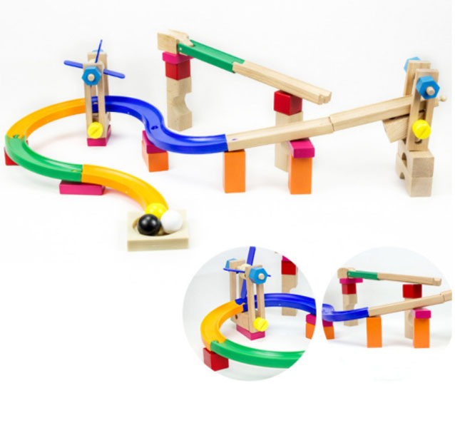 Trò chơi trượt lăn banh đa năng xếp hình sáng tạo | Roller coaster tracks blocks, đường ray lăn bi cho bé