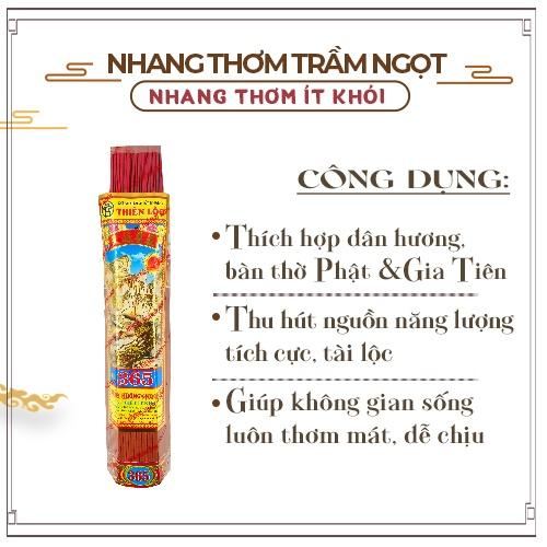 Nhang Thơm Dịu Nhẹ ít Khói Hương Trầm Ngọt Hiệu 365 Thiên Lộc An Toàn Cho Sức Khỏe - 5 Tấc Bó Trung 600 Nén