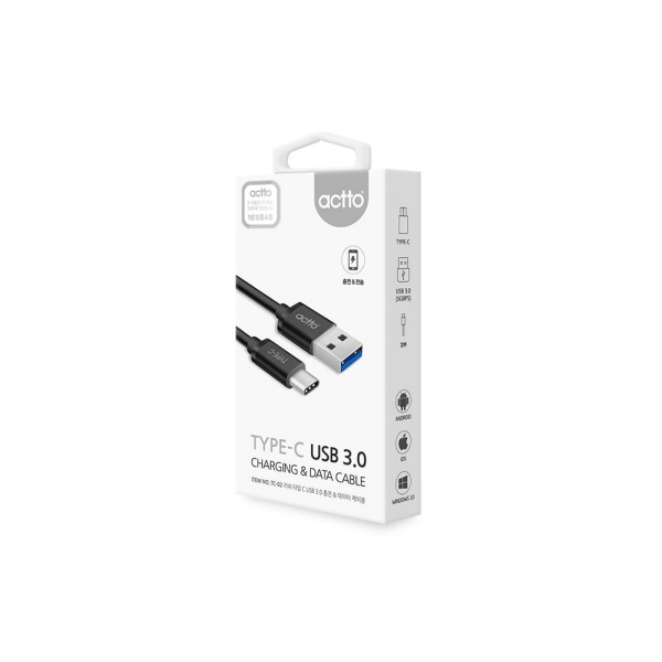 Cáp sạc truyền dữ liệu type C dài 1m Rush Type C USB 3.0 Charging & Data Cable Actto TC-02 - Hàng chính hãng