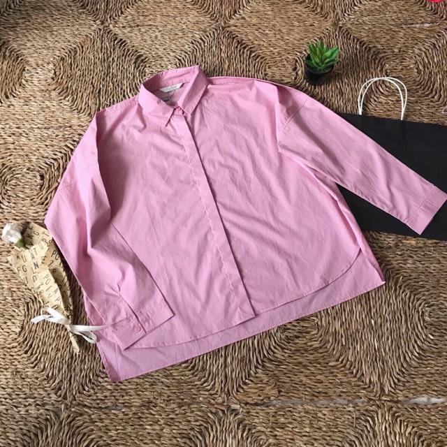 Áo sơ mi oversize hồng