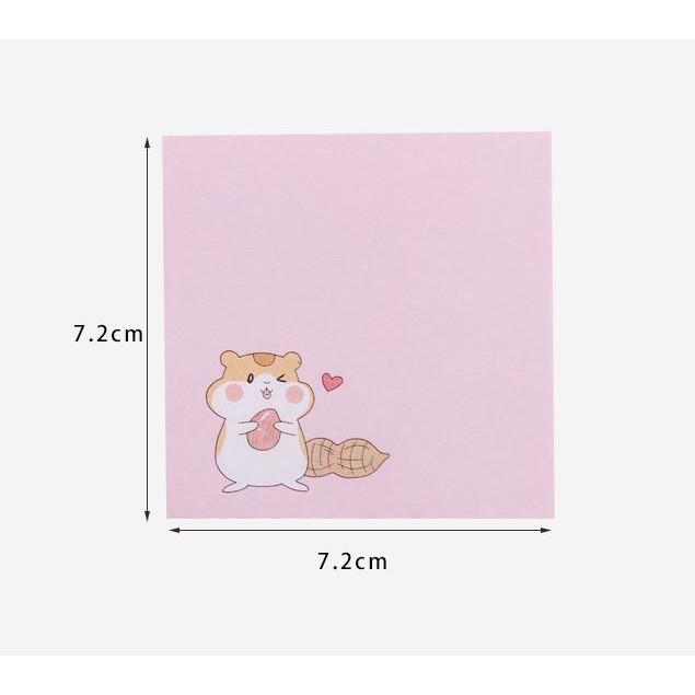Giấy ghi chú kích thước 7.2x7.2cm chuột hamster xinh xắn H96