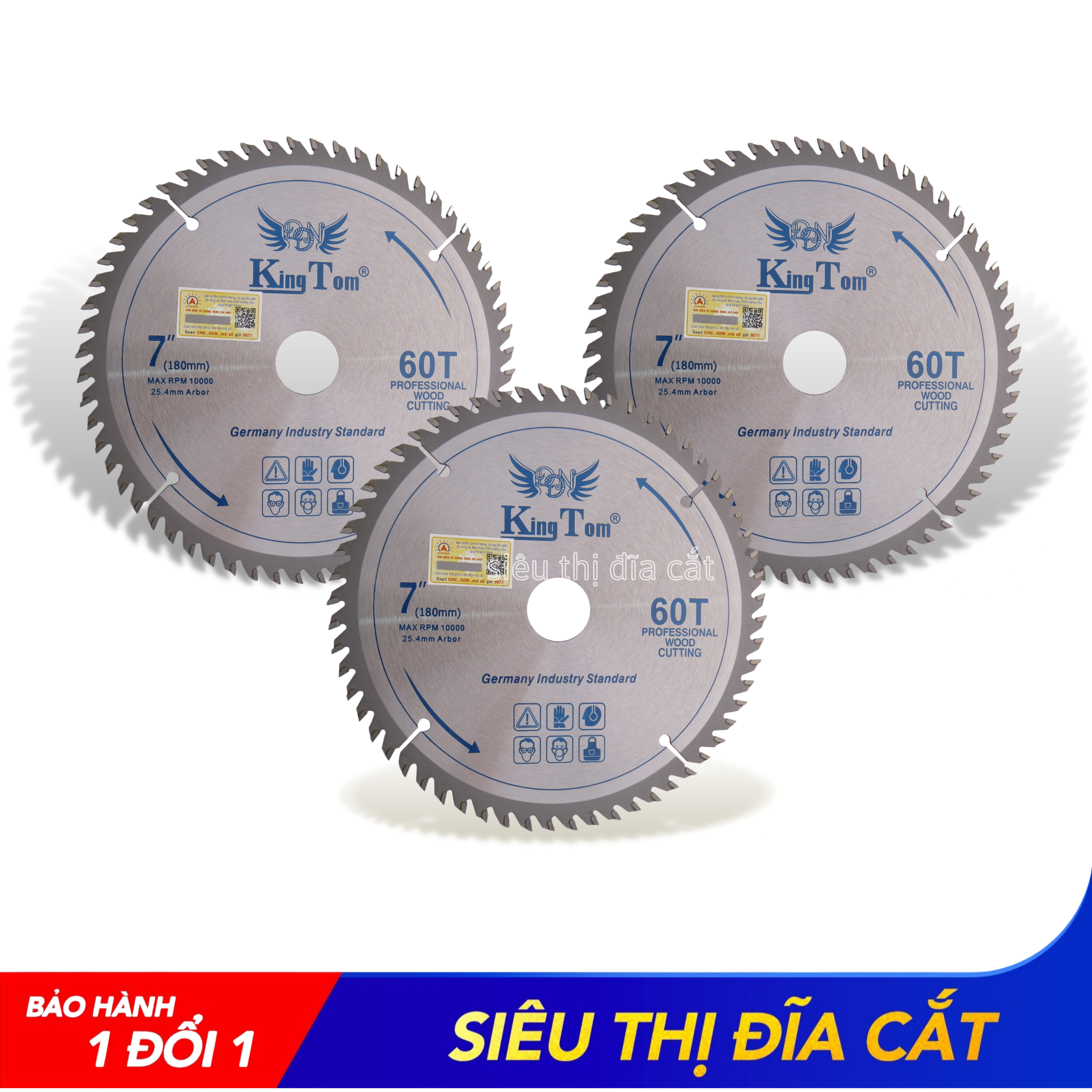 Lưỡi Cưa - Lưỡi Cắt Gỗ Cao Cấp 180-60 Răng KingTom - Chuyên Gỗ Cứng, Gỗ Có Đinh