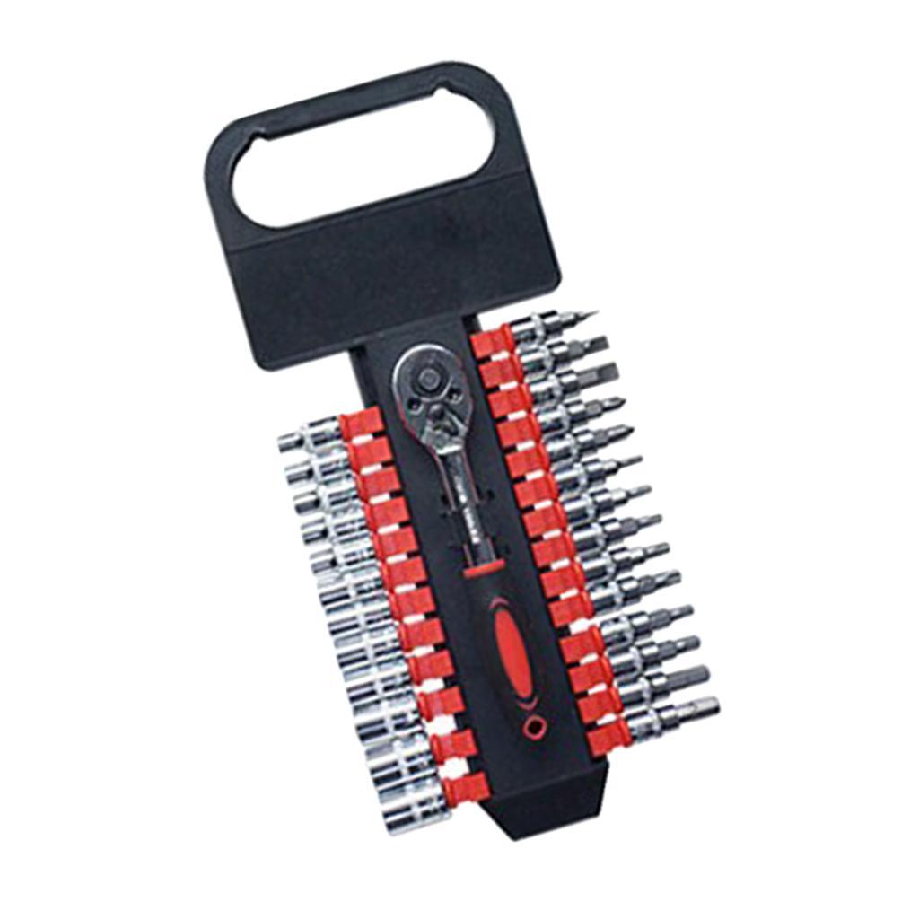 Ratcheting Socket Wrench Set - Quick Release Reversible Ratchet - Motor Repair Tools Combination Suit