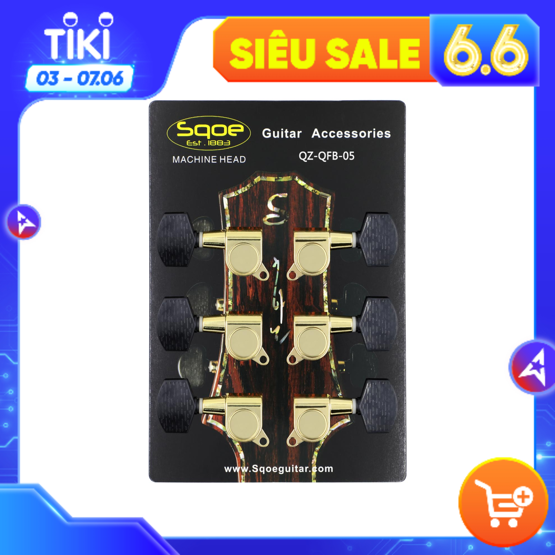 Bộ 6 Khóa Đàn Guitar Acoustic Sqoe QZ-QFB-05 (Đầy Đủ Ốc Vít), Đúc Cao Cấp, Độ Bền Cao