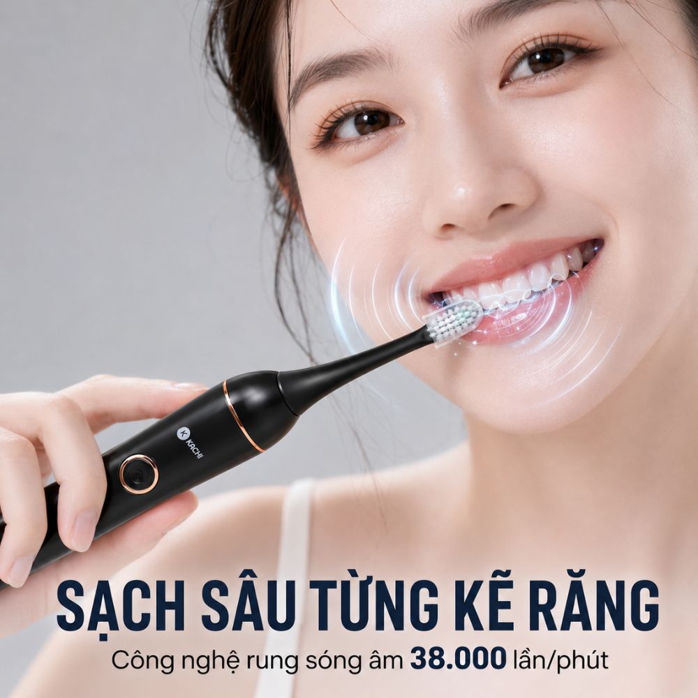 COMBO chăm sóc răng miệng toàn diện Kachi bàn chải điện làm sạch bề mặt răng + tăm nước làm sạch kẽ răng - hàng chính hãng